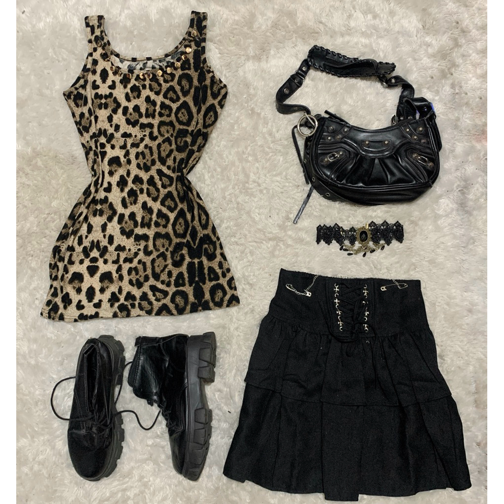 BAJU (ATASAN ONLY) Y2K Grunge Fairycore Acubi Cottagecore Coquette Gothic Kawaii Lolita Leopard - At
