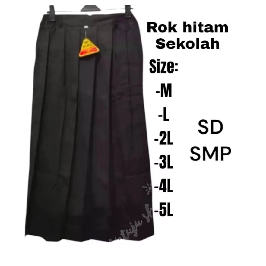 Rok panjang hitam size M-5L Rok hitam sekolah SD -SMP