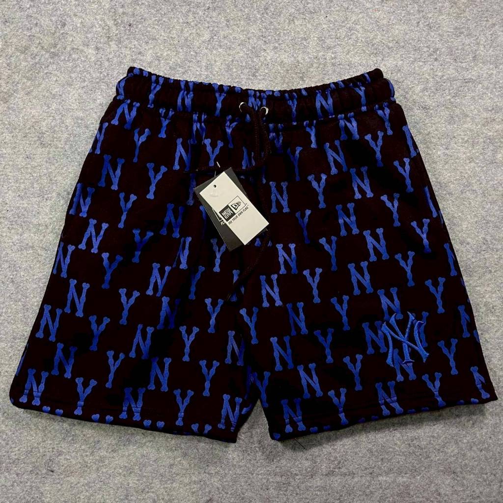 CELANA PENDEK SHORT PANTS SWEATPANTS NEW YORK NY YANKEES FULL PRINT BLUE ON BLACK