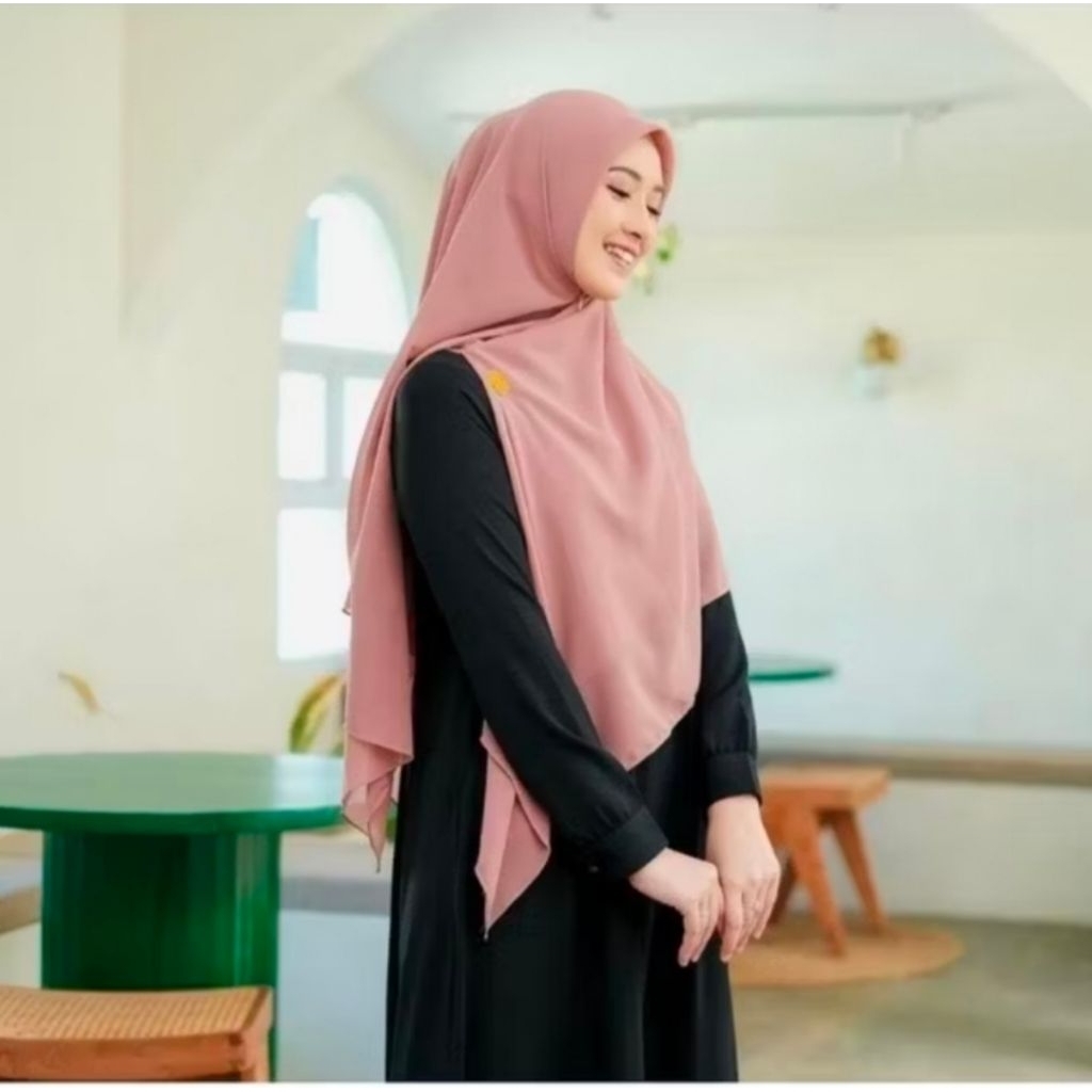 Segi Empat Zipper Ceruty Babydoll//Khimar Zipper Resleting//Segi Empat Instan Resleting//Hijab Segi 