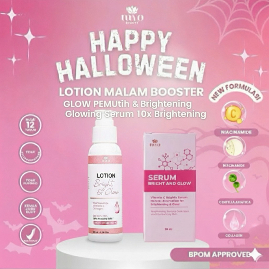 BUNDLING SERUM MYO  DAN LOTION MYO BODY LOTION NIGHT BRIGHT & GLOW MYO Beauty