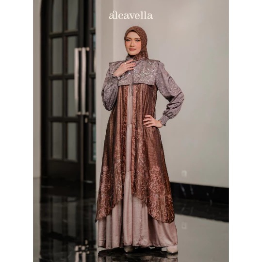 Alcavella - Zefanya Dress Series | Dress Muslim  Baju Gamis Dress Kerah Rebah Syari Modern Alcavella