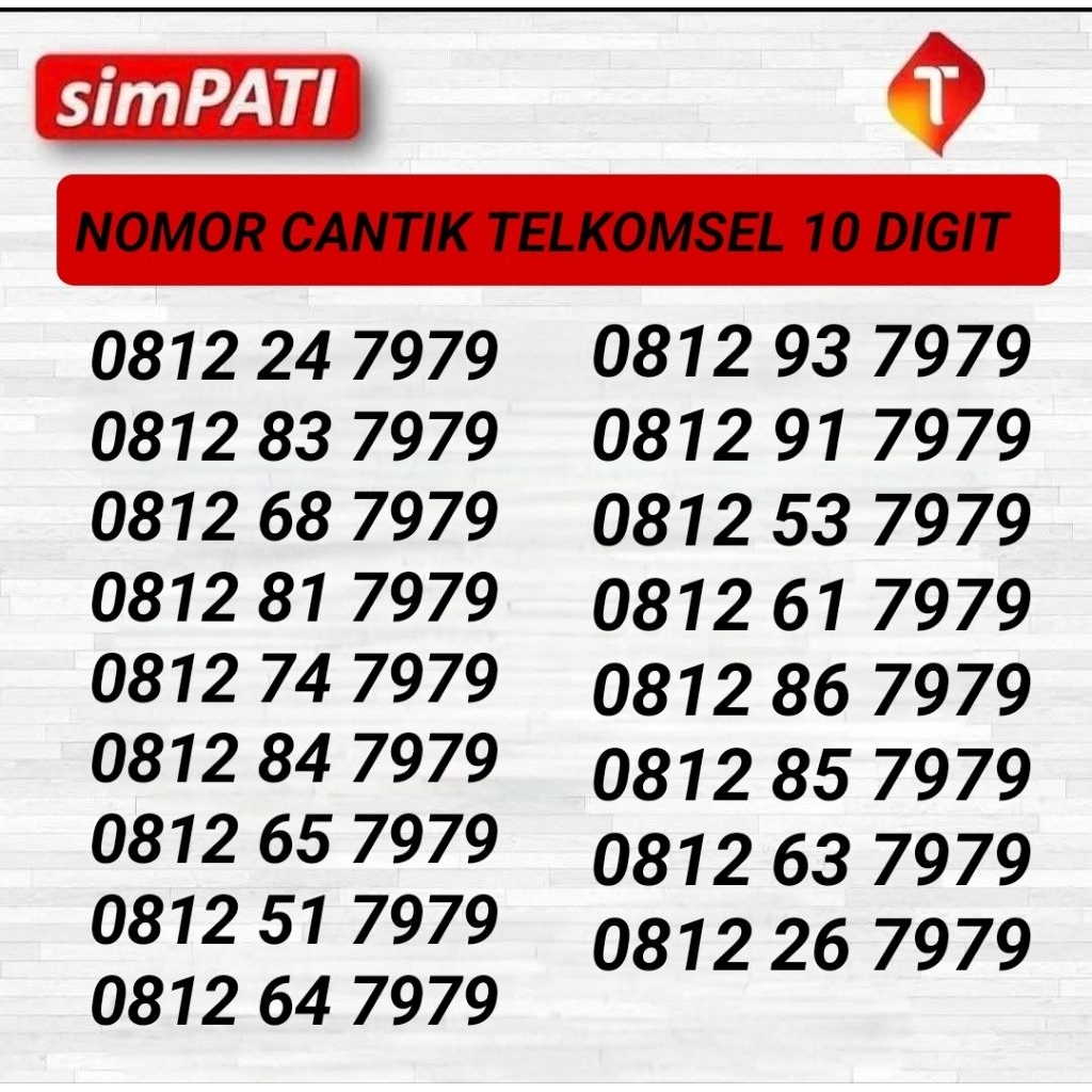 NOMOR CANTIK TELKOMSEL 10 DIGIT SIMPATI 10 DIGIT