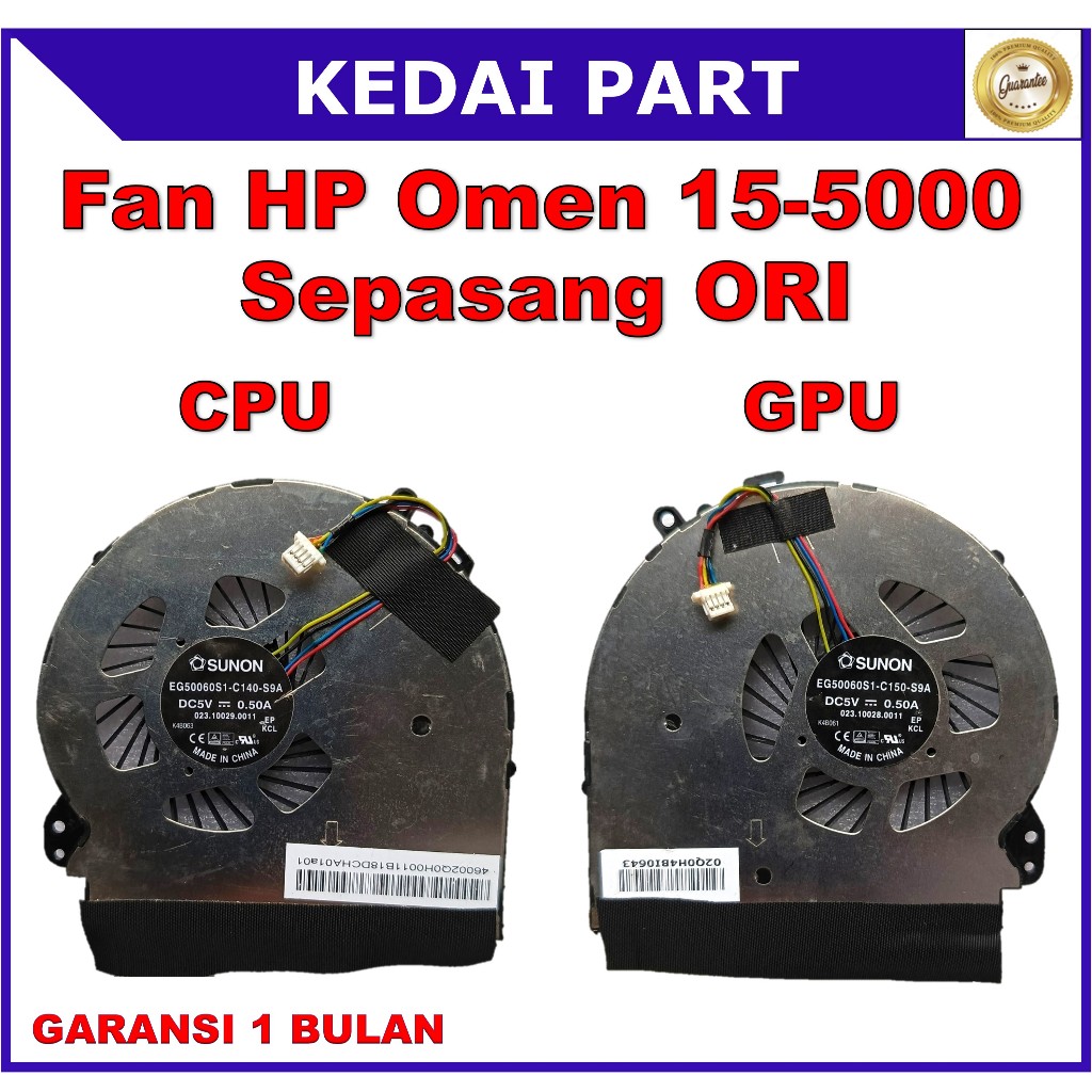 Kipas Fan HP Omen 15-5000 15-5000NA 15-5000NC 15-5010NR 15-5100 15-5113TX CPU Kanan GPU Kiri ORI
