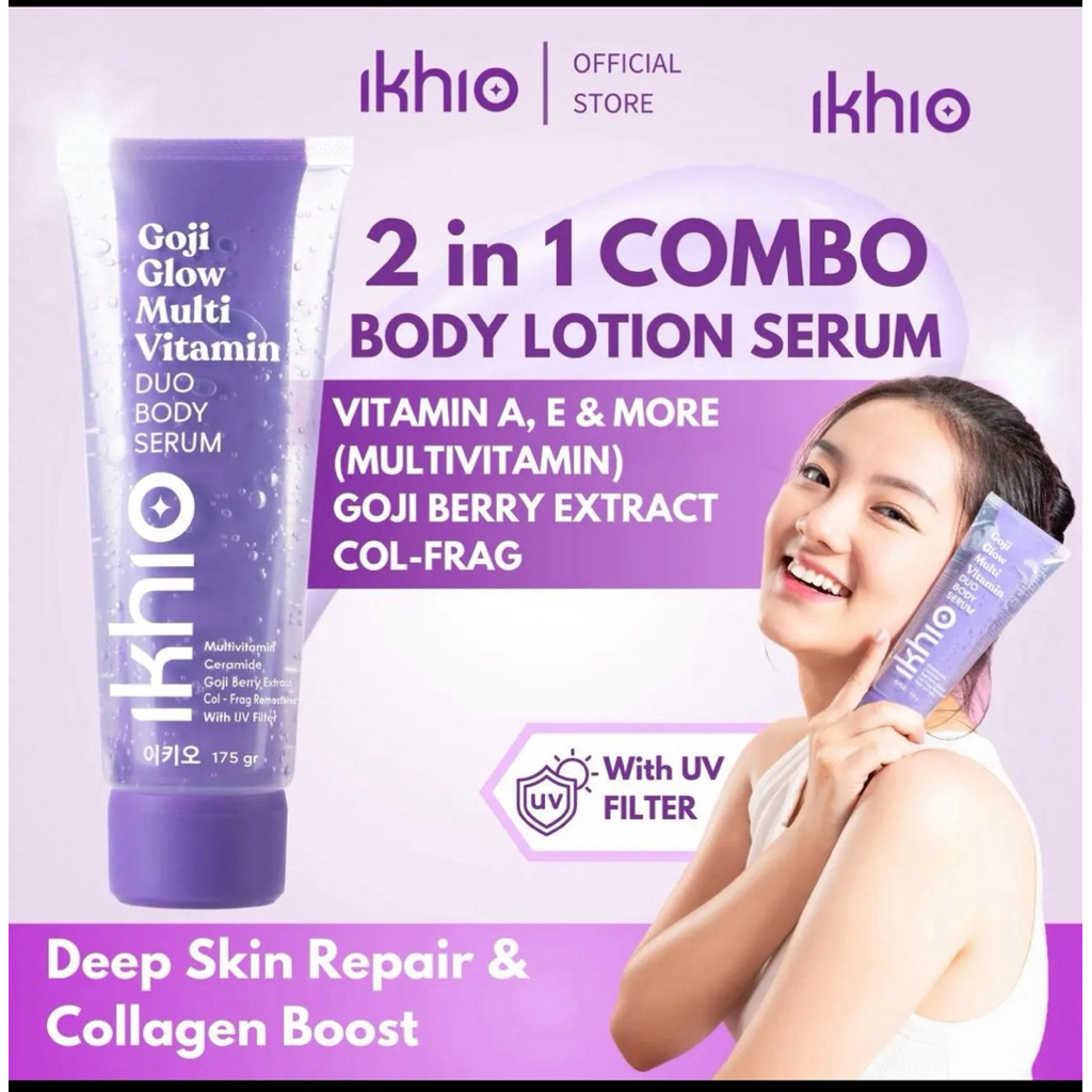 IKHIO Goji Glow Multivitamin Body Lotion Serum Body Gel Serum Brightening Serum Ceramide Hexapeptide