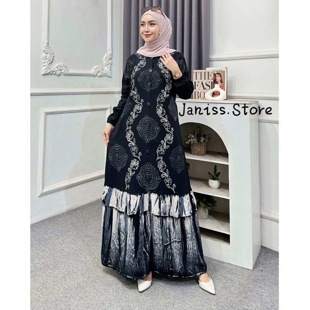 Gamis Twill Rayon Simple Elegan Gamis Wanita Modern Gamis Cap Malaman