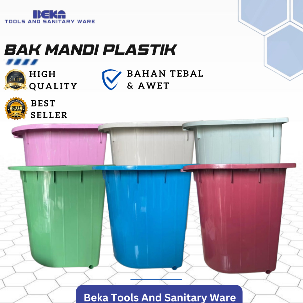 Bak mandi plastik dengan kotak sabun Kapasitas est 120 L