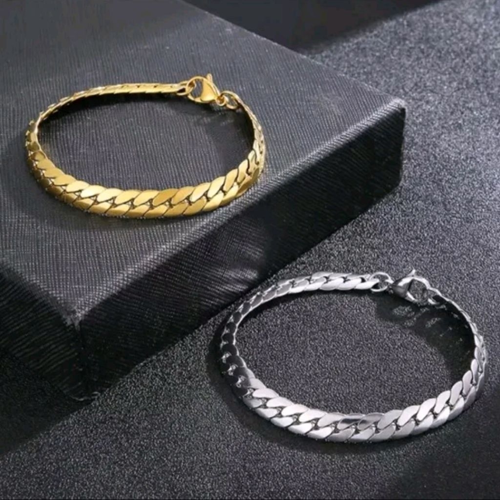 GELANG RANTAI TITANIUM MOTIF SISIK NAGA PRIA WANITA Bracelets Anti Karat & Luntur