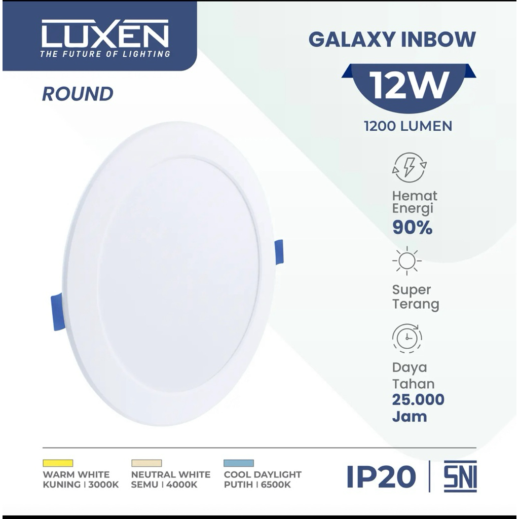 DOWNLIGHT LUXEN 12W LED / LAMPU TANAM PLAFON 12W LED LUXEN