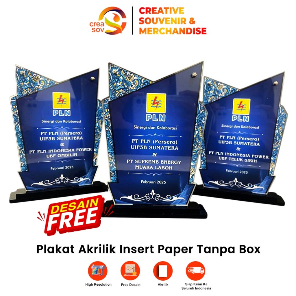 Creasov - Plakat Akrilik, Plakat Akrilik Insert Paper, Plakat 1 Hari Jadi 20 x 14 cm Tanpa Box