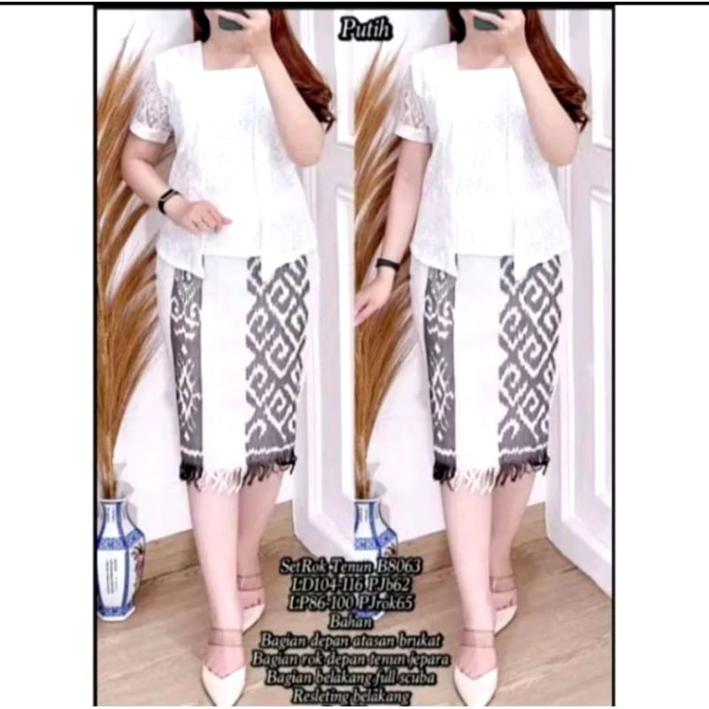 STELAN BAJU BROKAT ROK TENUN WANITA ETNIK