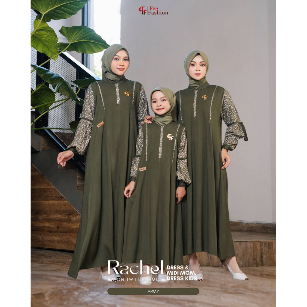 RACHEL DRESS, RACHEL MIDI DRESS, gamia anak, gamis ibu anak, couple ibu anak
