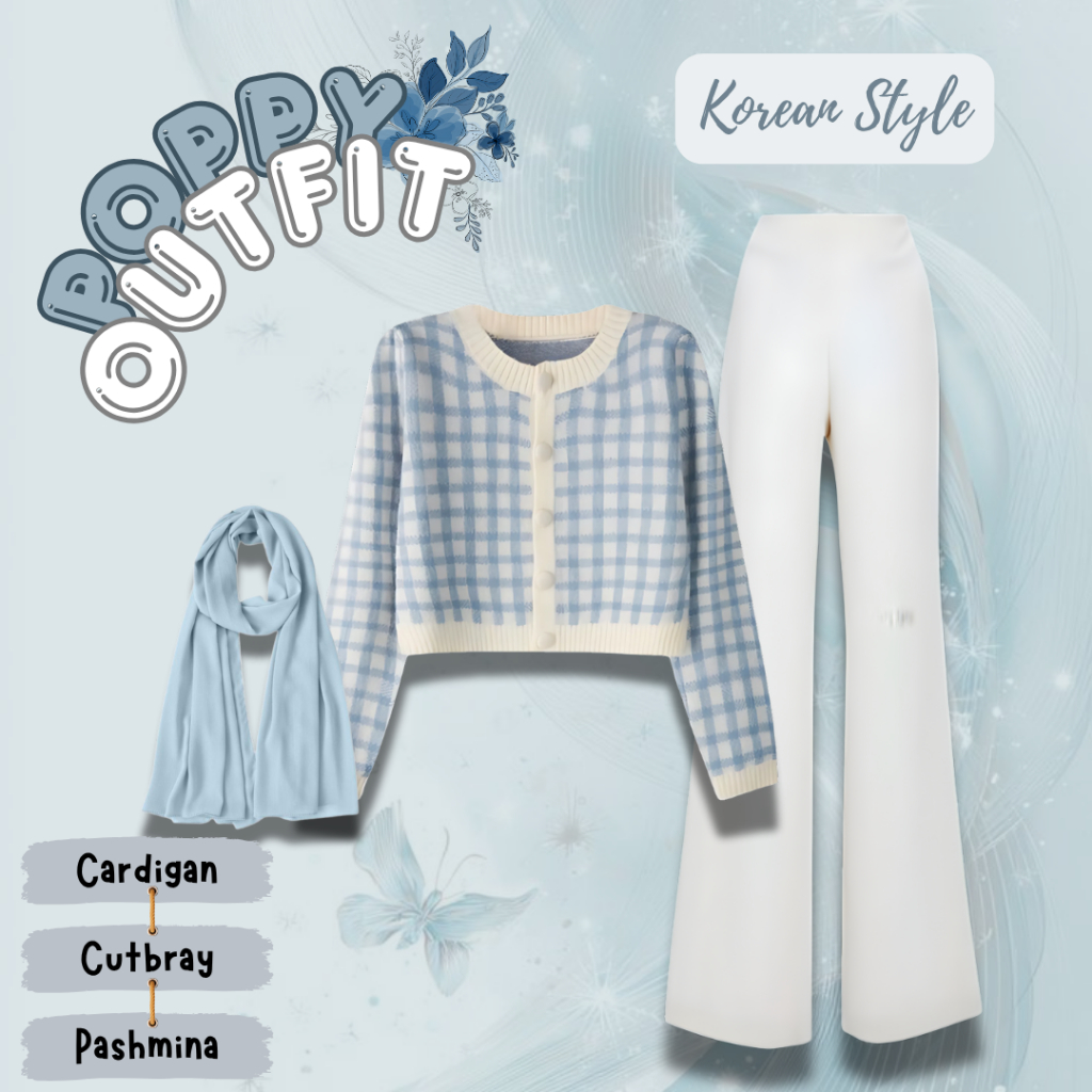 DaisyChic & Co - one set 3in1 Remaja Kekinian ( Cardigan + Cutbray + Pashmian ) Setelan Korea Hangou