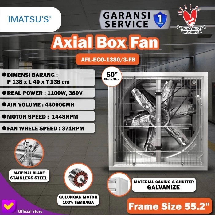 AXIAL BOX FAN IMATSU'S  50INCH 380 VOLT EXHAUST FAN KANDANG AYAM / Exhaust Fan Dinding