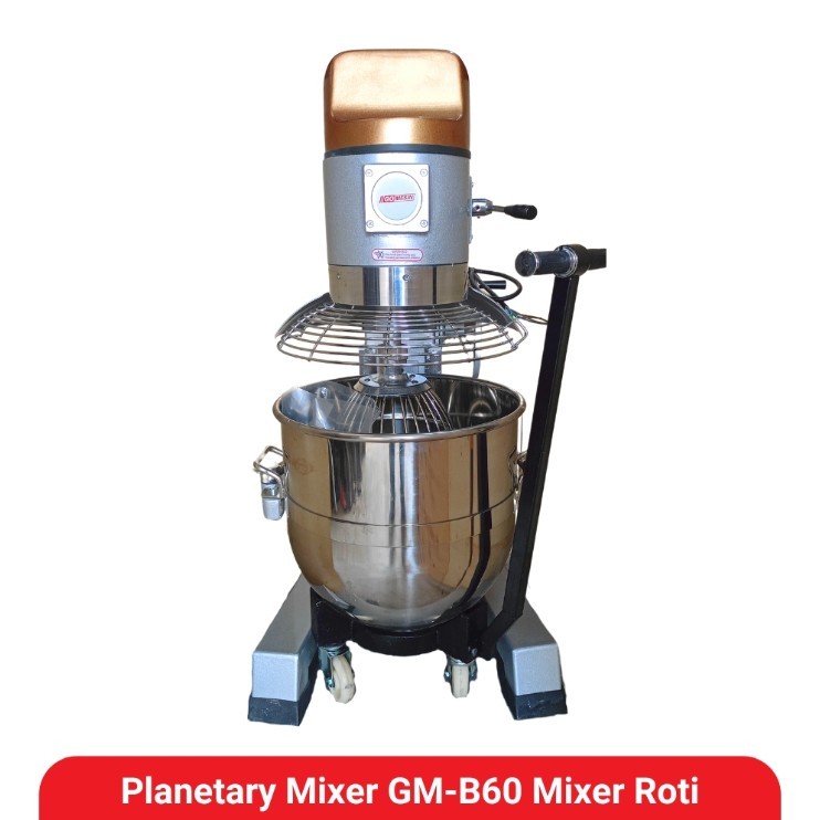 Gomesin GM-B60 Planetary Mixer - Mixer Roti & Kue Dengan 3 Mata Pisau - Kapasitas 60 Liter