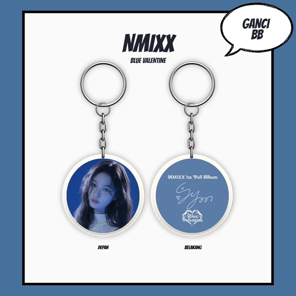 HOLOGRAM KEYCHAIN NMIXX BLUE VALENTINE GANCI BOLAK BALIK GANTUNGAN KUNCI KPOP UNOFFICIAL BAE LILY