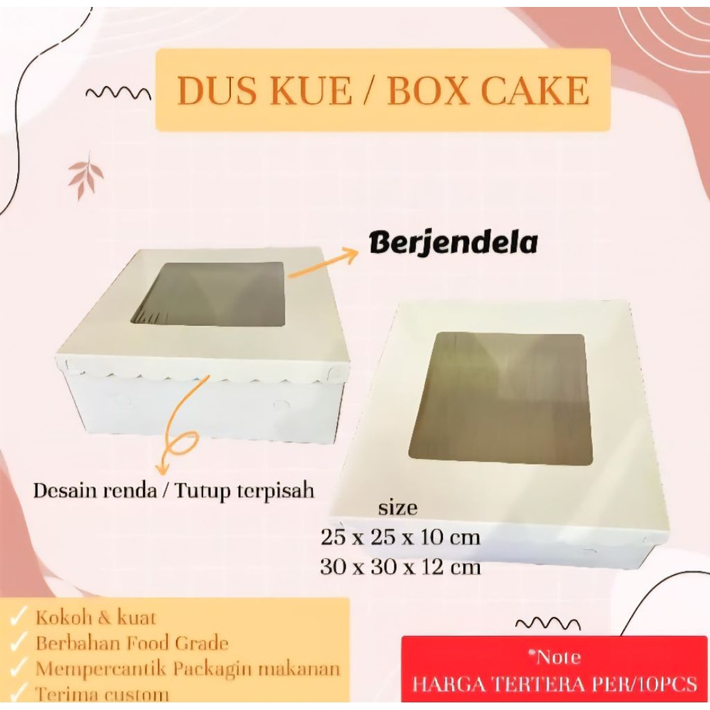 DUS KUE / DUS CAKE JENDELA PUTIH POLOS (/10PCS)
