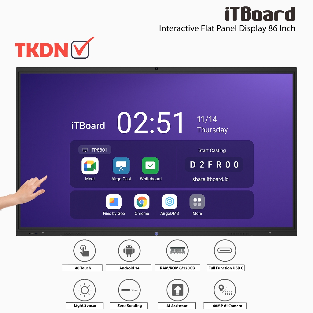 iTBoard Interactive Flat Panel Display 86 Inch Smartboard Interaktif