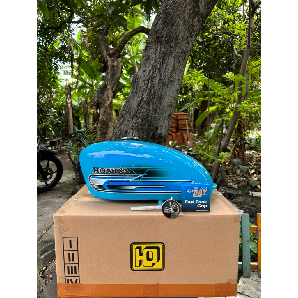 tangki honda cb100 cb125 press galvanis tangki biru set tangki galvanis