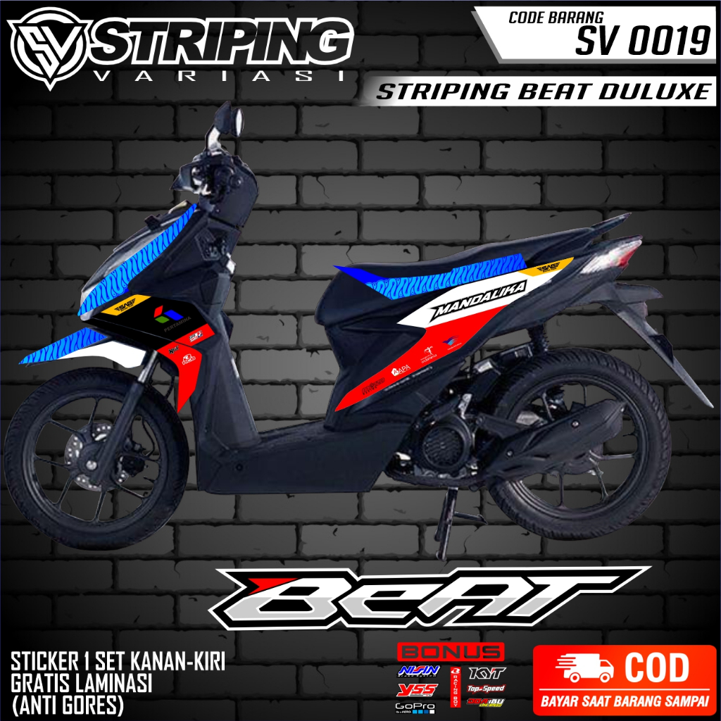 STRIPING STICKER HONDA BEAT DELUXE / STRIPING VARIASI BEAT DELUXE 2020 DESAIN MANDALIKA  [ SV 019 ]