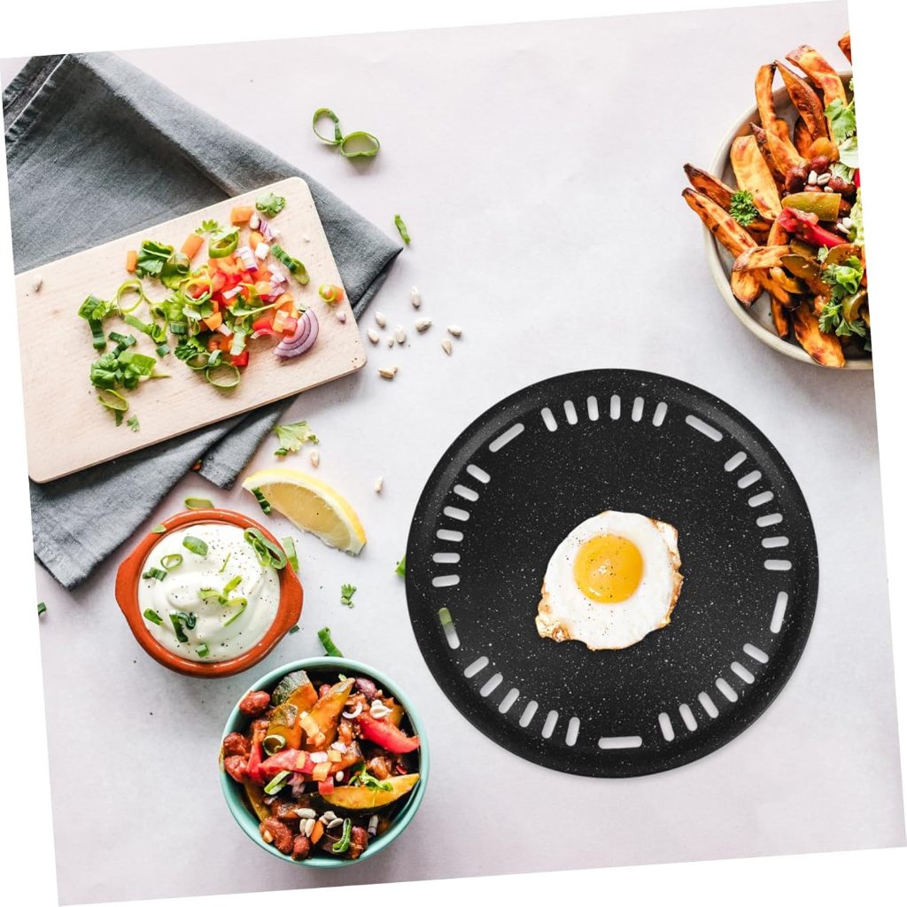 Panggangan BBQ 29cm Grill Pan Panggangan Bulat Anti Lengket Lapisan Teflon