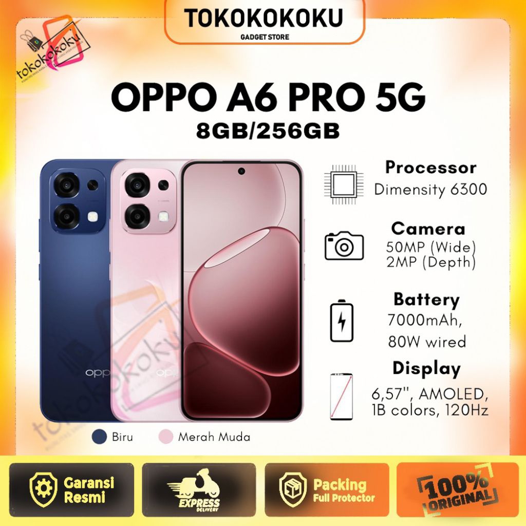Oppo A6 Pro 5G RAM [8/256] Mediatek Dimensity 6300 | 6,57inch 120Hz Amoled | 50MP - 16MP | 7000mAh -