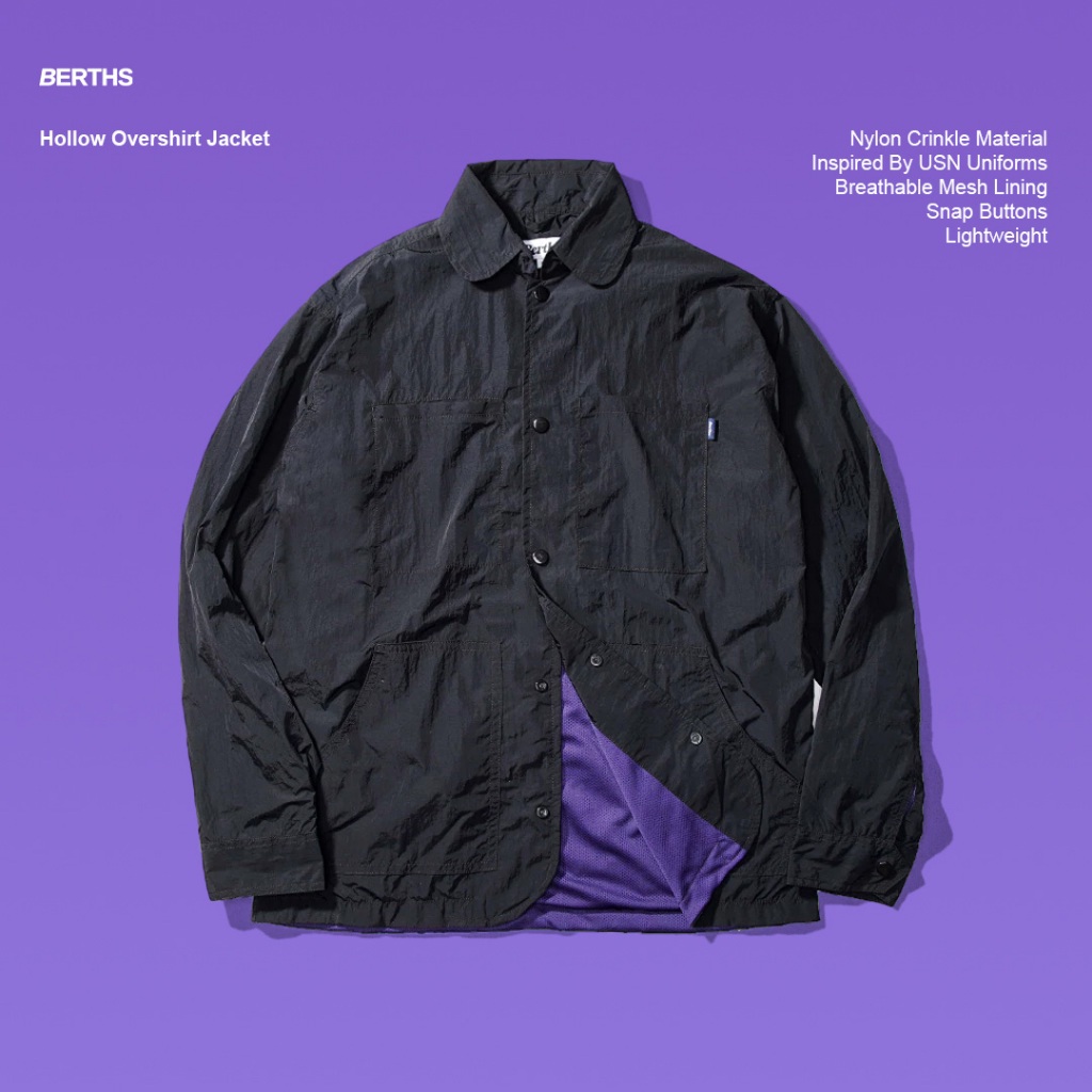 Berths Hollow Overshirt Jacket Black - Jaket Pria