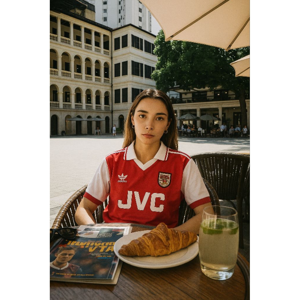 Nefertari Jersey vintage Bola Arsenal the Gunners Retro Klasik JVC 1990-an Lengan Pendek