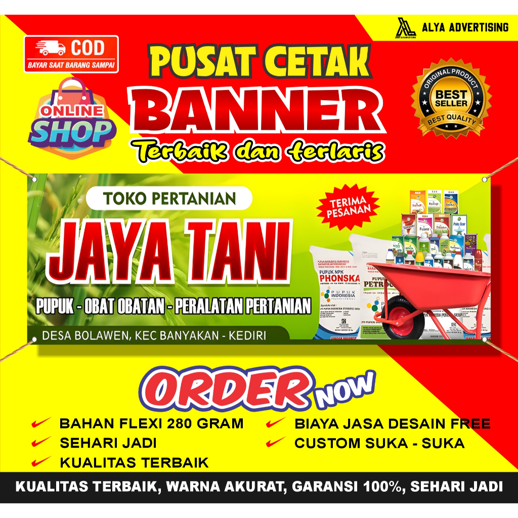 Spanduk/Banner Flexy 280gr Cetak Custom Murah/spanduk toko sembako/spanduk toko murah/spanduk warung