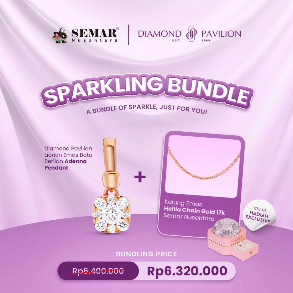 [BUNDLE] LIONTIN ADENNA DIAMOND PAVILION & KALUNG EMAS HELIA 17K SEMAR NUSANTARA