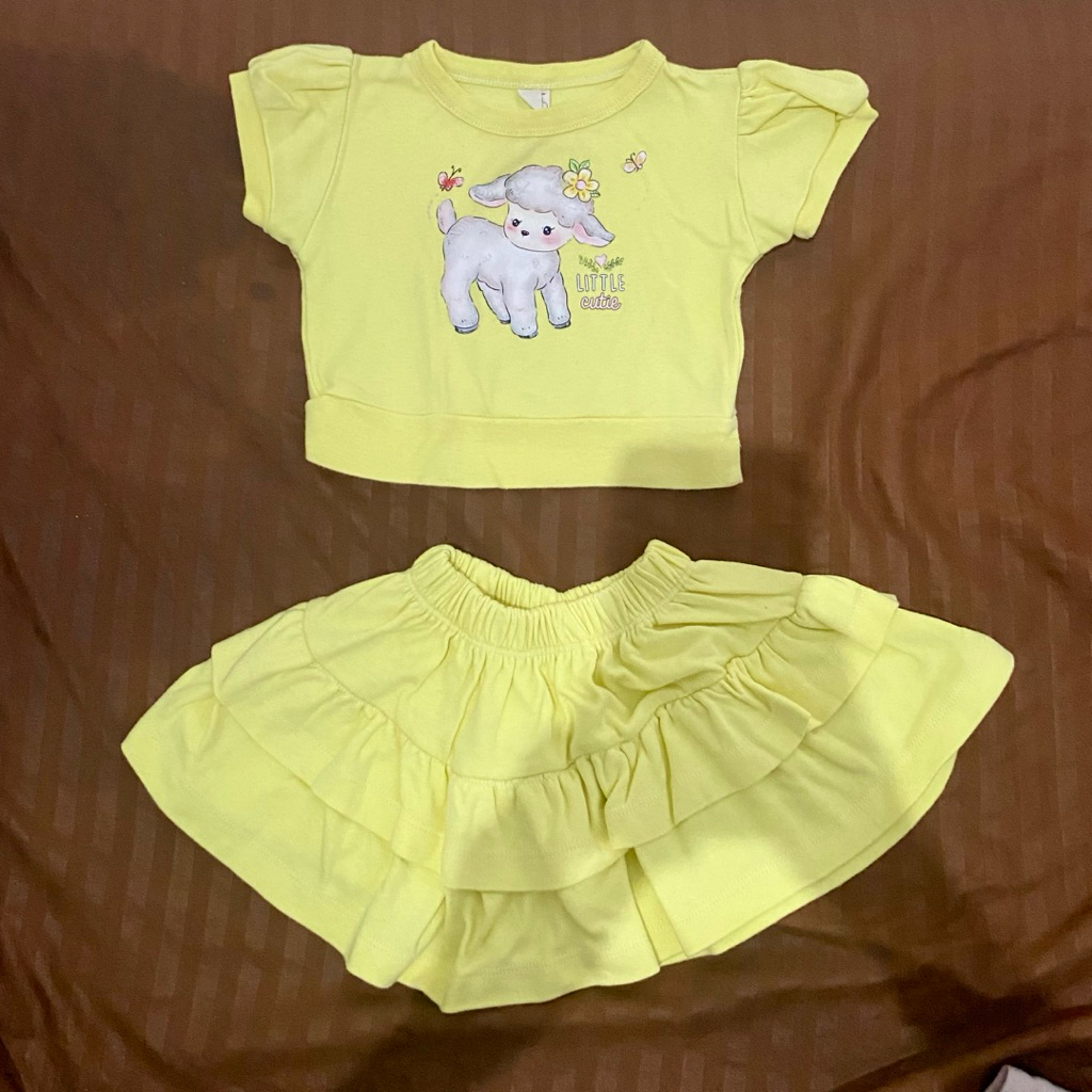 Set Baju Bayi Soft Yellow (Preloved)
