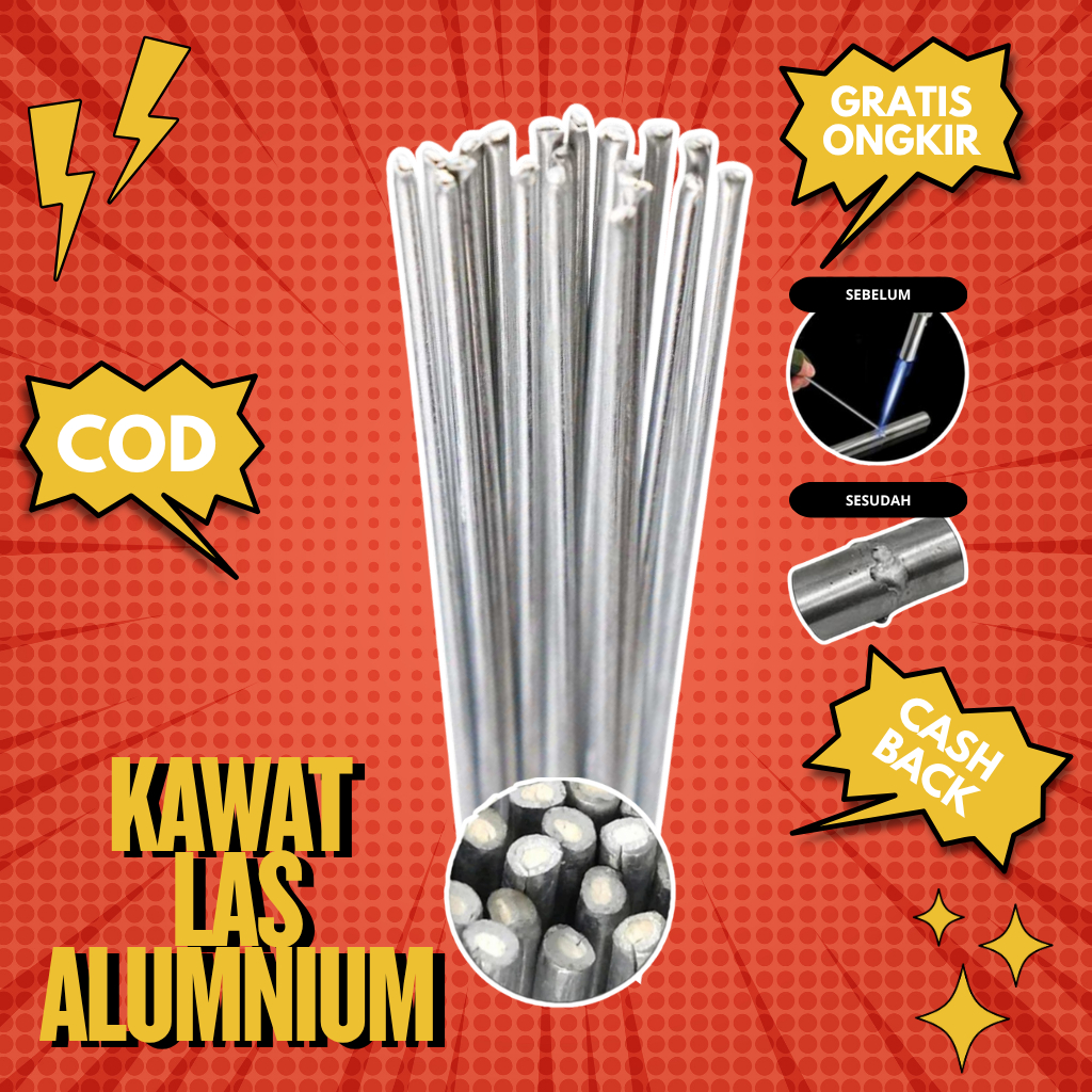 Kawat Las Aluminium Alloy 50cm 2mm - Kawat Las 33cm 1.6mm Aluminium Electrode Suhu Rendah Welding