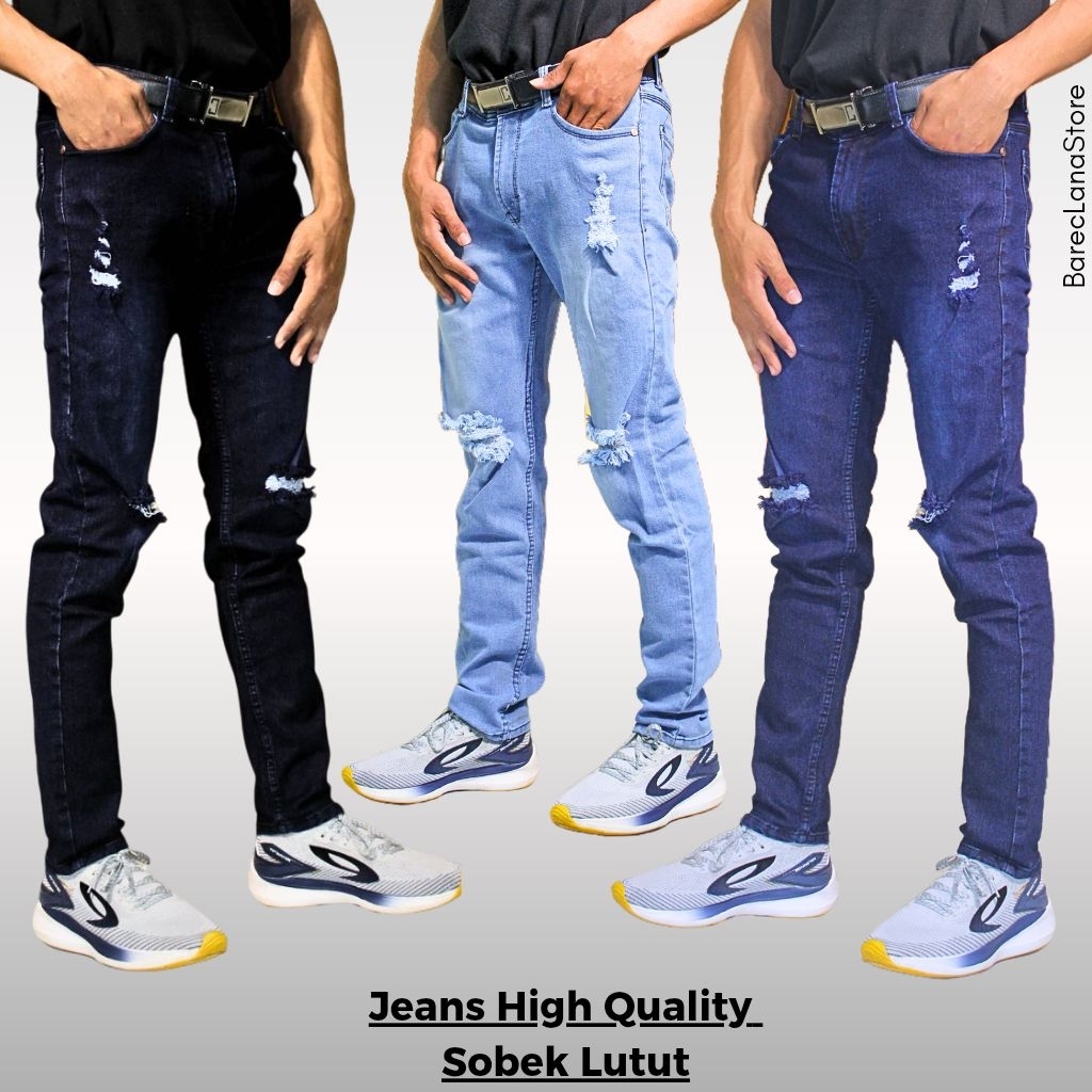 Celana Jeans Pria Motif Sobek/ Celana Panjang Jeans Pria/ Celana Jeans Denim Terbaru