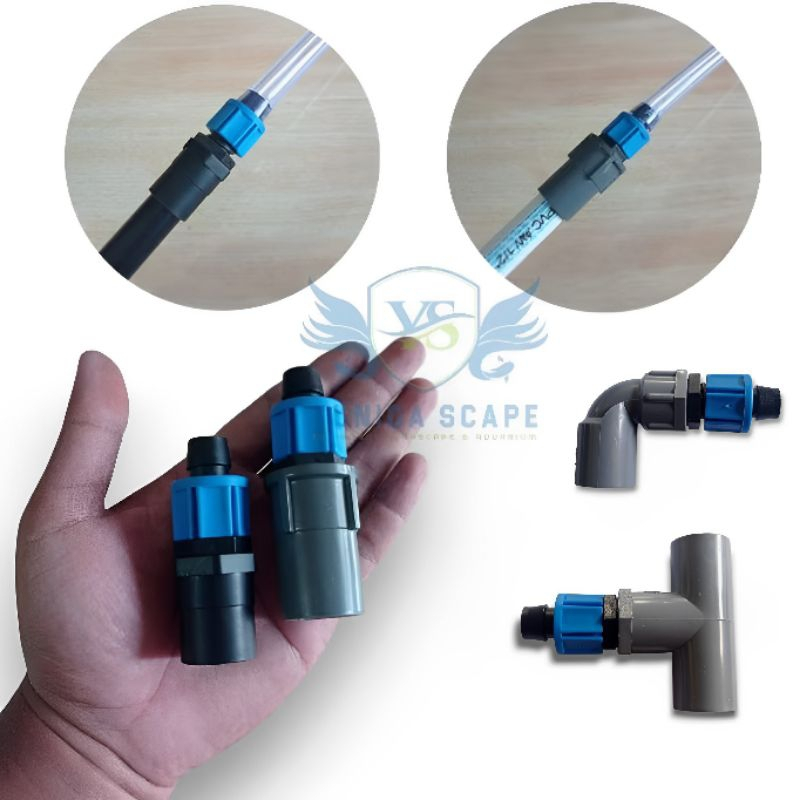 Sambungan / konektor selang ke pipa aquarium