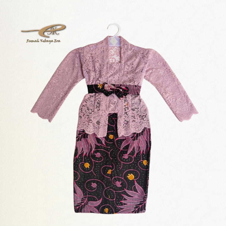 Setelan Kebaya Bayi & Anak TANPA FURING Lengan Panjang Rok Batik Panjang (XS–XXXL) | Gold, Rose Pink