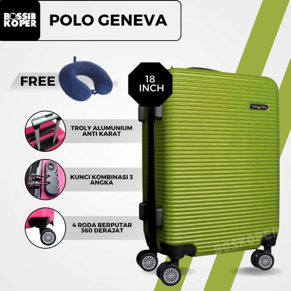 Koper 18 inch Polo ZL003 ukuran kabin/koper fiber hardcase/koper murah/koper cabin/koper premium