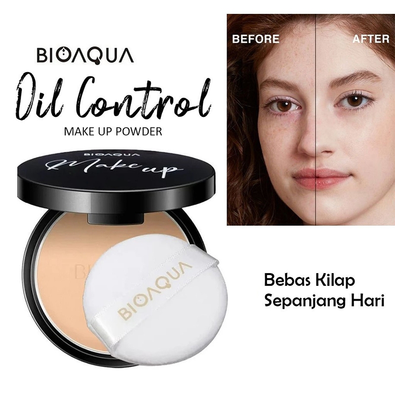 BPOM Bioaqua Oil Control Makeup Powder Bedak Padat Glowing Tahan Lama Anti Air - Aff