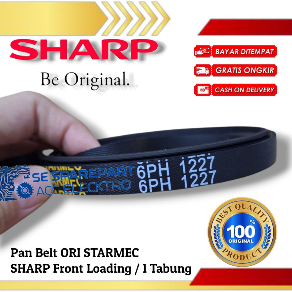 V-BELT PENGERING MESIN CUCI SHARP FRONT LAODING 1 TABUNG DRYER PANBELT 6PH1227 ORI STARMEC