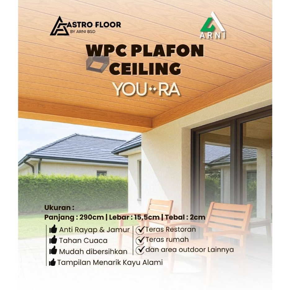 WPC PLAFON CEILING YOURA | UNTUK PLAFON OUTDOOR | ANTI RAYAP TAHAN CUACA