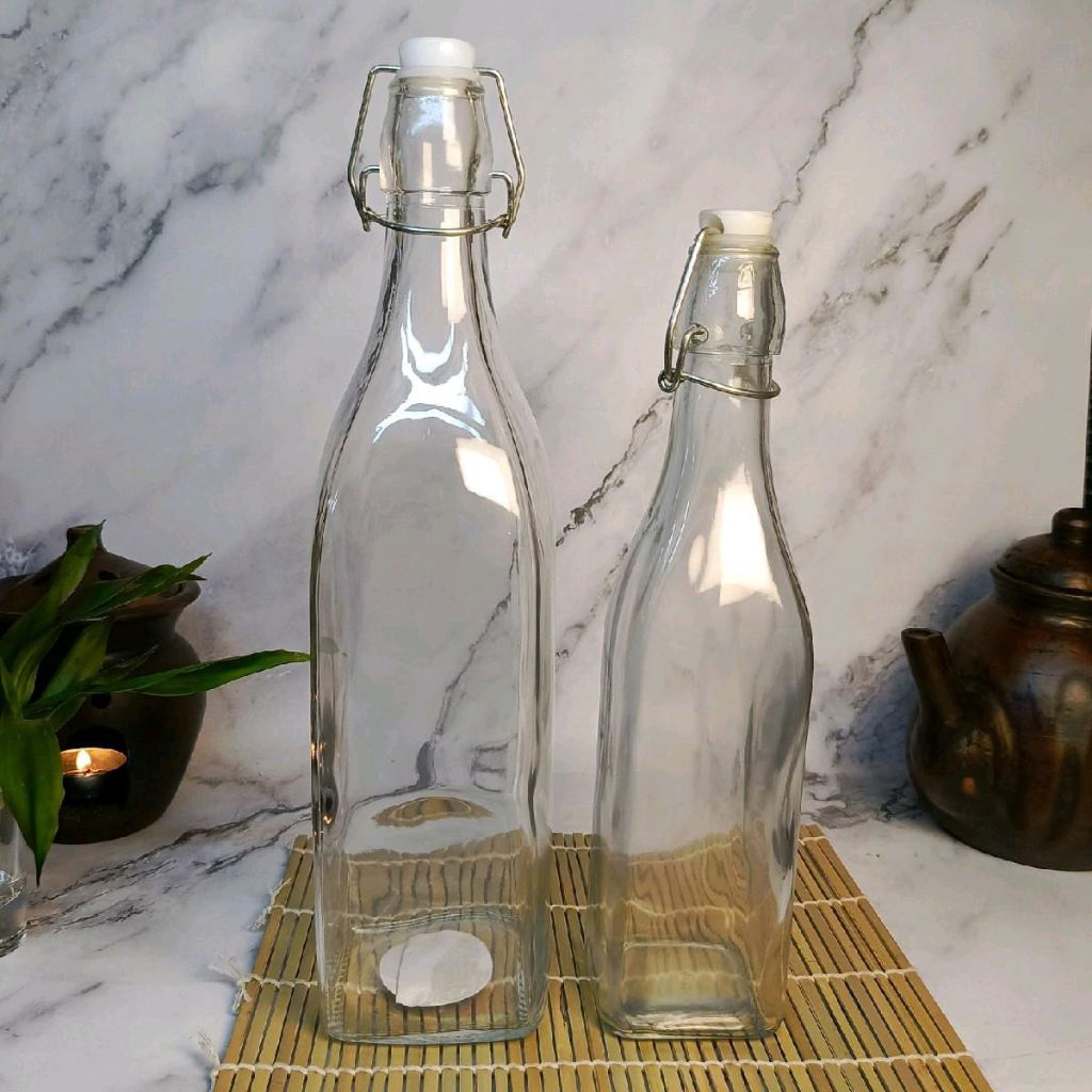 BOTOL TUTUP SWING SEGI KACA, 276ml, 500ml, 1.000ml,anti tumpah MTH-01