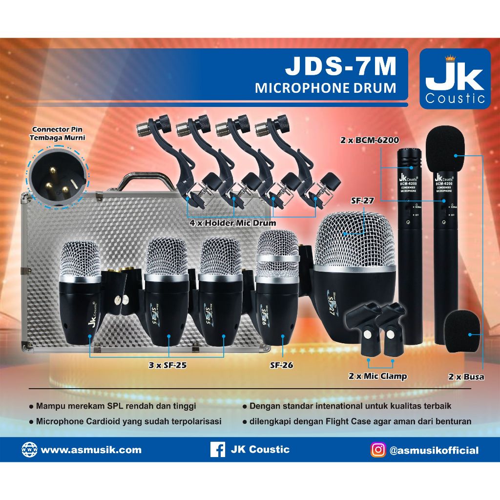 Mic Drum JDS 7M Jk Coustic Microphone Drum