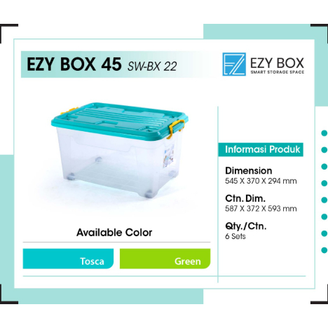 Box Container EZY 45 Liter – Kotak Penyimpanan Serbaguna dengan Tutup