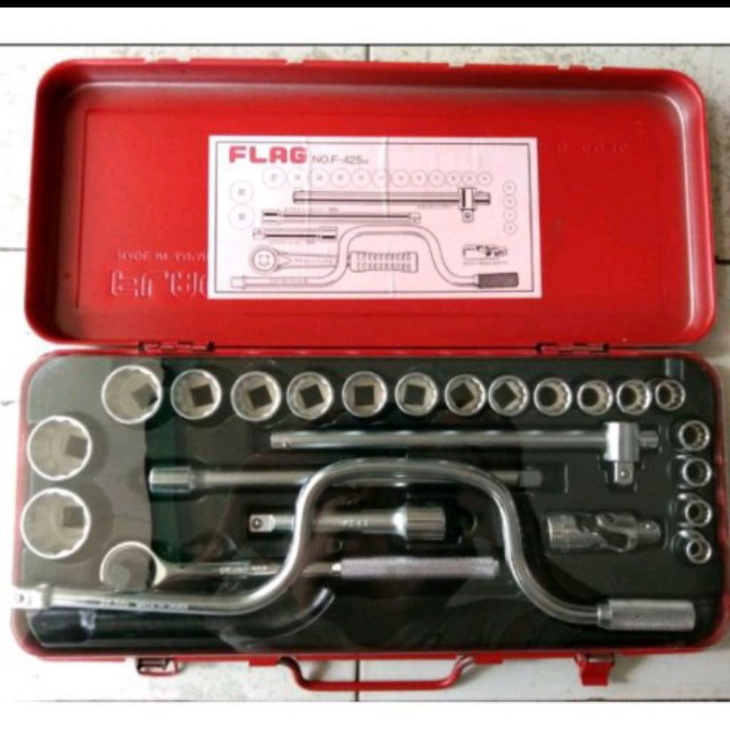 Kunci Sock Set 1/2" 6PT 25pcs FLAG Kunci Socket Set