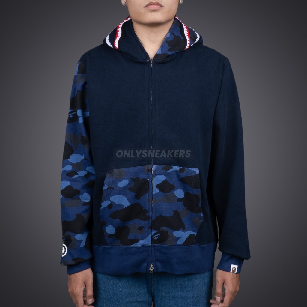 BAPE COLOR CAMO SHARK FULL ZIP HOODIE NAVY