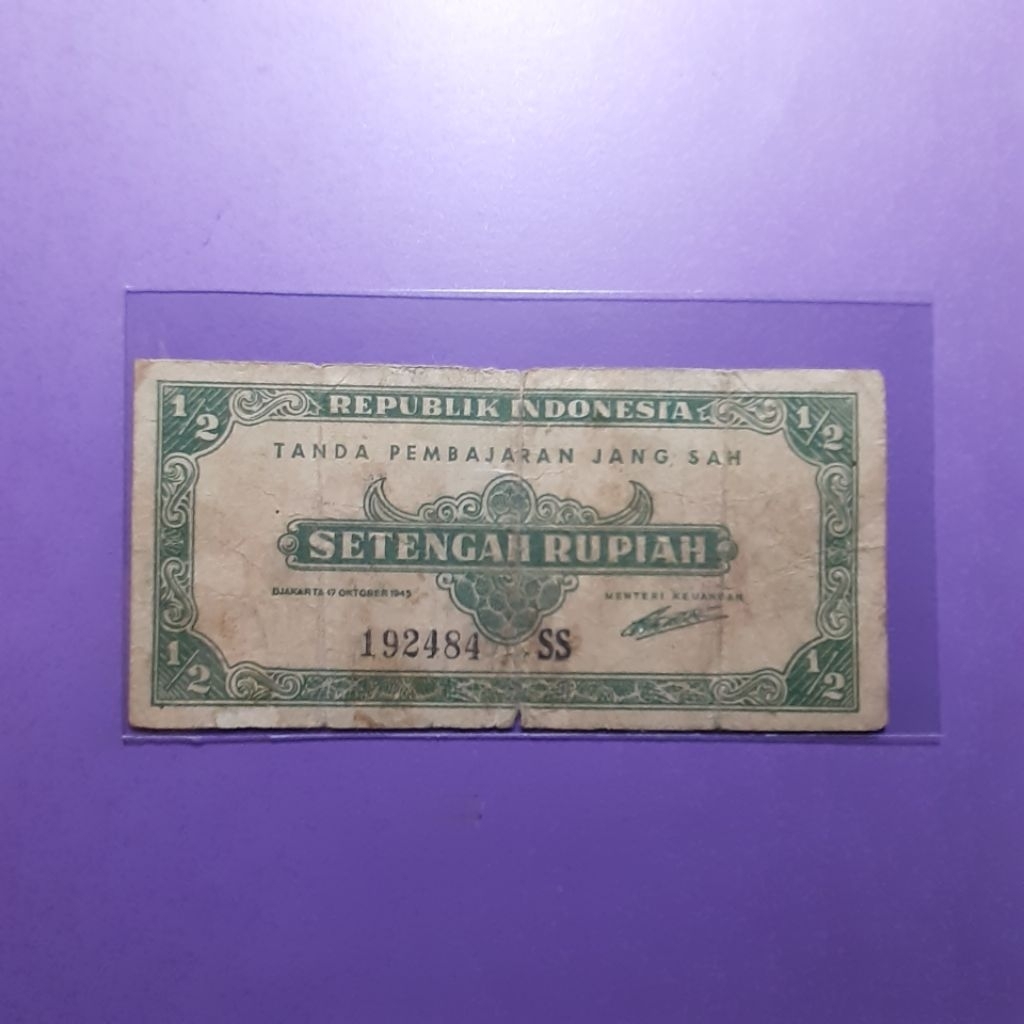uang kuno setengah rupiah ori 1945