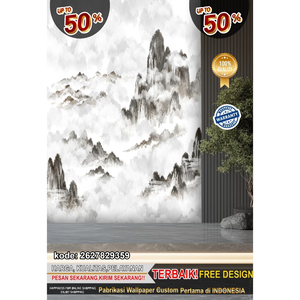 Wallpaper Custom 3D Tema Mural | Wallpaper Ruang Tamu | Wallpaper Ruang Mural | Wallsticker | Wallpa