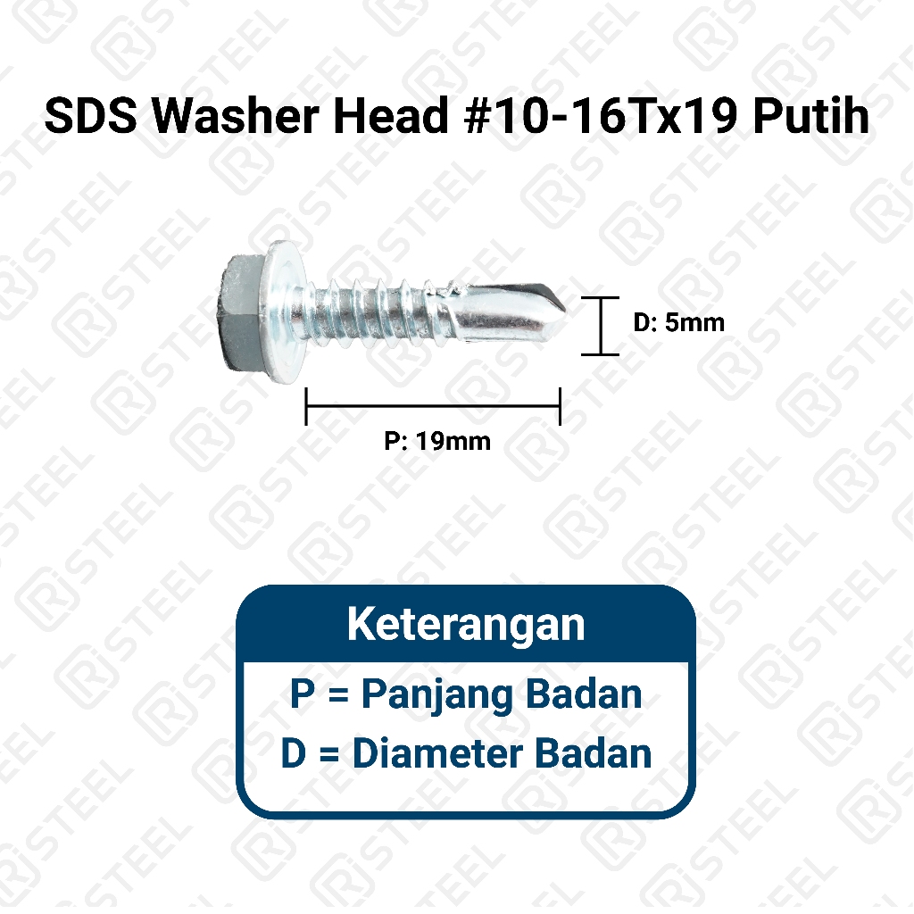 RJ Steel SDS Washer Head Putih/ SDS Hex