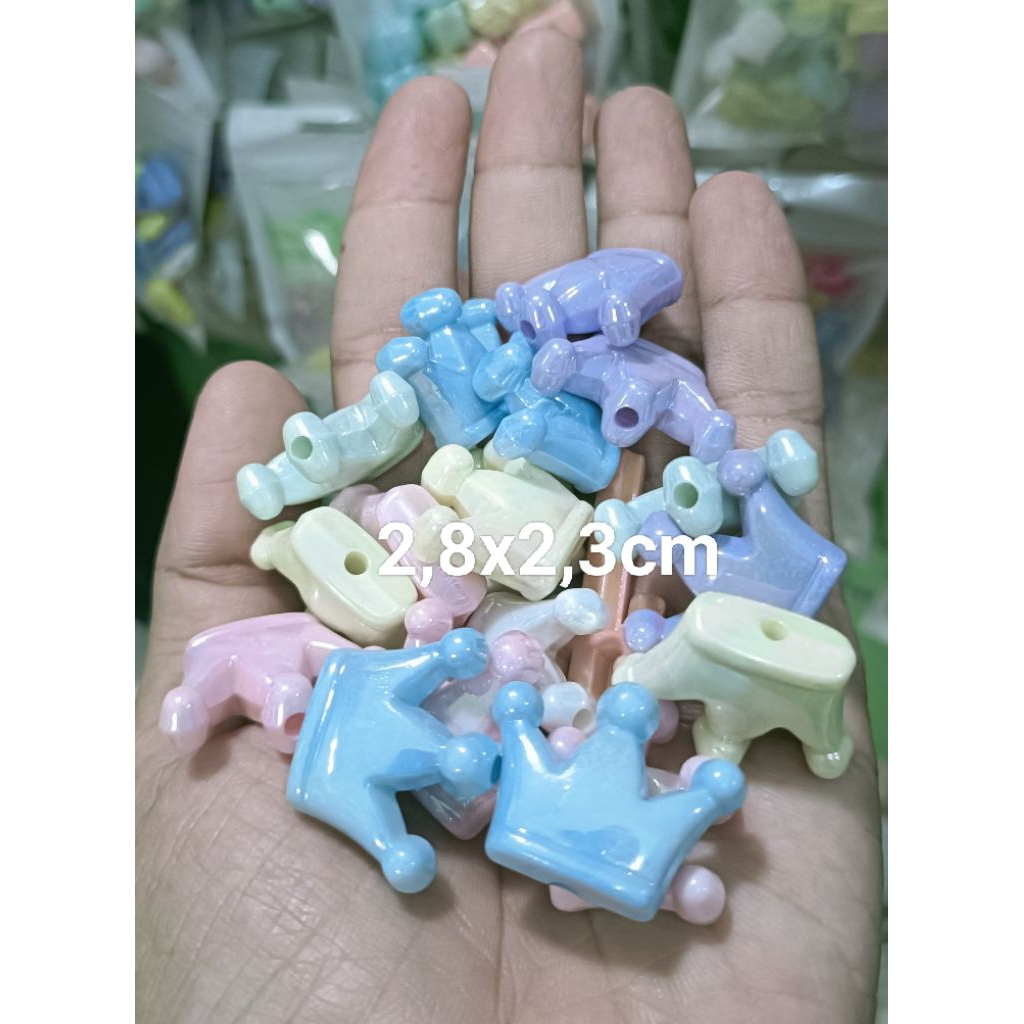mute manik mahkota susu/pastel kilap AB ecer 50gram(e)