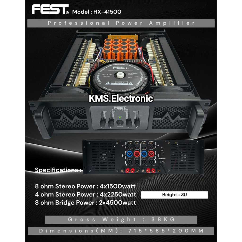 Power Amplifier Fest HX 41500 Original 4 x 1500 Watt