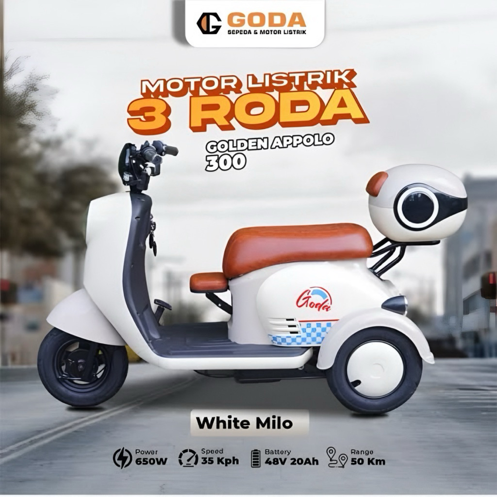 Goda GD-300A RODA 3 Sepeda & Motor Listrik Golden Appolo New GD300
